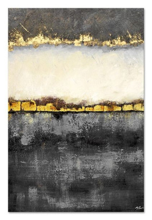 Obraz olejny ręcznie malowany 60x90cm Warstwy absurdu szary