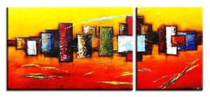 Obraz olejny ręcznie malowany 50x70cm + 40x50cm Kolory szczęścia dyptyk