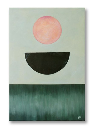Obraz olejny ręcznie malowany 60x90cm Różowa gwiazda