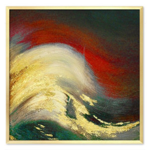 Obraz olejny ręcznie malowany 63x63cm Góra czerwień