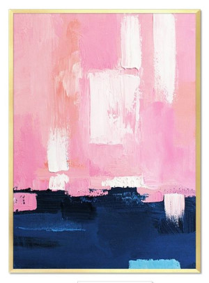 Obraz olejny ręcznie malowany 53x73cm Różowa abstrakcja do wnętrz nowoczesn