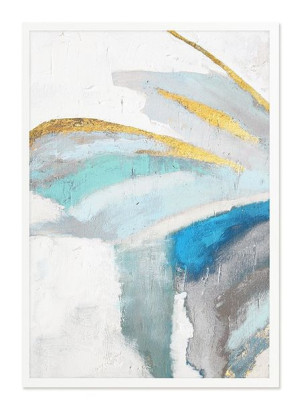 Obraz olejny ręcznie malowany 53x73cm Skrzydło motyla szary