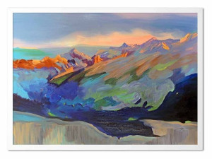 Obraz olejny ręcznie malowany 53x73cm Góry