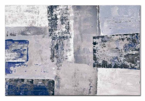 Obraz olejny ręcznie malowany 60x90cm Niebieskie łaty
