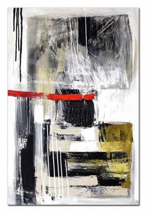 Obraz olejny ręcznie malowany 60x90cm Czerwona linia