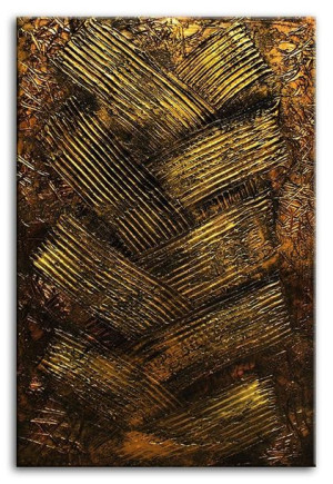 Obraz olejny ręcznie malowany 60x90cm Ślad opony brąz