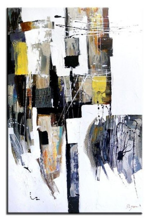Obraz olejny ręcznie malowany 60x90cm Retrospekcja szarość