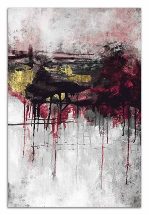 Obraz olejny ręcznie malowany 60x90cm Purpurowy rozprysk