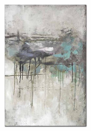 Obraz olejny ręcznie malowany 60x90cm Turkusowy rozprysk