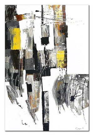 Obraz olejny ręcznie malowany 60x90cm Szara abstrakcja