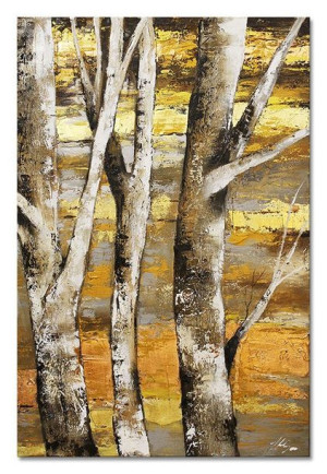 Obraz olejny ręcznie malowany 60x90cm Brzozy na tle suchego runa
