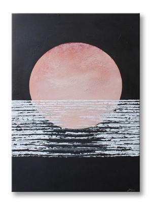 Obraz olejny ręcznie malowany 50x70cm Różowy zachód