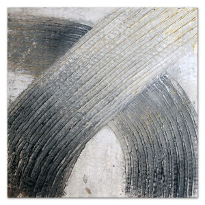 Obraz olejny ręcznie malowany 60x60cm Szare znaki
