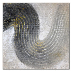 Obraz olejny ręcznie malowany 60x60cm Szary ślad