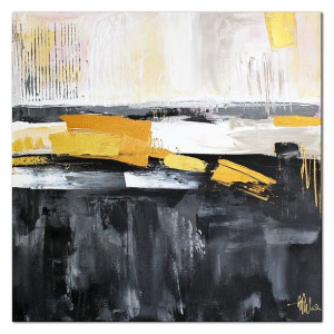 Obraz olejny ręcznie malowany 60x60cm Żółte kwiaty