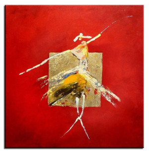 Obraz olejny ręcznie malowany 60x60cm Abstrakcja w tańcu