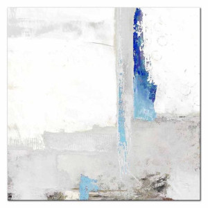 Obraz olejny ręcznie malowany 60x60cm Błękit wśród bieli