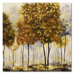 Obraz olejny ręcznie malowany 60x60cm Złote drzewa