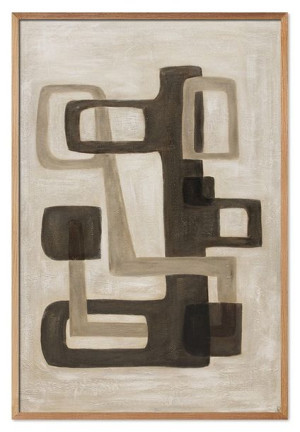 Obraz olejny ręcznie malowany 63x93cm Kompozycja statyczna beż
