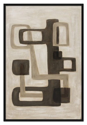 Obraz olejny ręcznie malowany 63x93cm Kompozycja statyczna beż