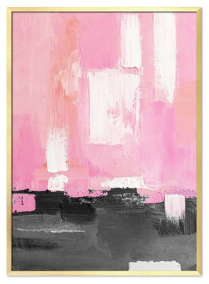 Obraz ręcznie malowany na płótnie 53x73cm różowa abstrakcja w ramie