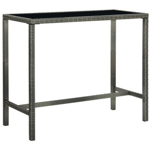 Lumarko Ogrodowy stolik barowy, szary 130x60x110 cm, polirattan i szkło