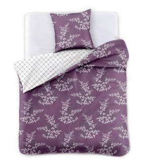 DecoKing Pościel Mikrofibra Wrzos fioletowo kremowa 200X200 + 80X80*2
