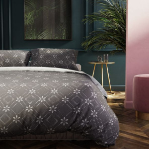DecoKing Pościel z Mikrofibry Śnieżynka szaro biała 155X220 + 80X80*1