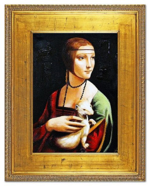 Obraz olejny ręcznie malowany na płótnie 82x102cm Leonardo da Vinci Dama z