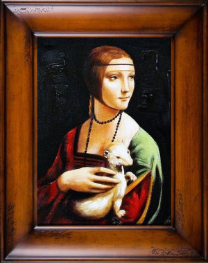 Obraz olejny ręcznie malowany na płótnie 76x96cm Leonardo da Vinci Dama z g