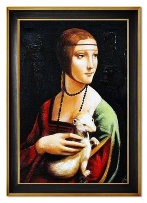 Obraz olejny ręcznie malowany na płótnie 75x105cm Leonardo da Vinci Dama z