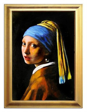 Obraz olejny ręcznie malowany na płótnie 63x84cm Jan Vermeer Dziewczyna z p