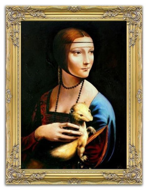 Obraz olejny ręcznie malowany na płótnie 63x83cm Leonardo da Vinci Dama z g