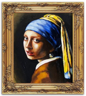 Obraz olejny ręcznie malowany na płótnie 53x64cm Jan Vermeer Dziewczyna z p