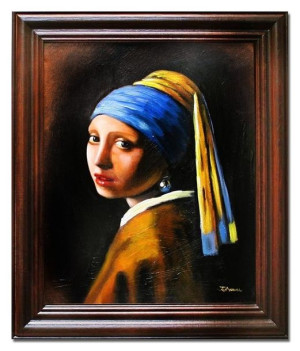 Obraz olejny ręcznie malowany na płótnie 53x64cm Jan Vermeer Dziewczyna z p