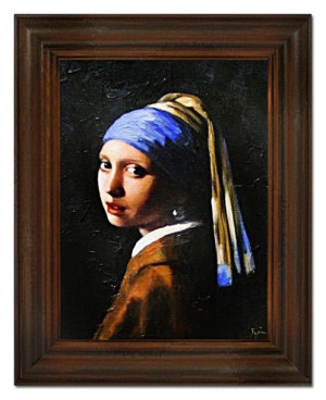 Obraz olejny ręcznie malowany na płótnie 37x47cm Jan Vermeer Dziewczyna z p