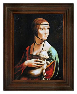 Obraz olejny ręcznie malowany na płótnie 37x47cm Leonardo da Vinci Dama z g