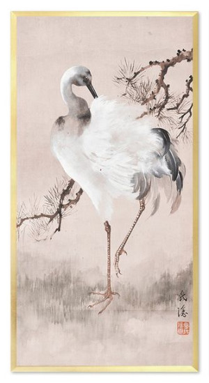 Obraz na płótnie biały żuraw 48x93cm