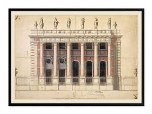 Obraz na płótnie rysunek postarzany budowla 53x73cm