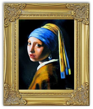 Obraz olejny ręcznie malowany na płótnie 27x32cm Jan Vermeer Dziewczyna z p