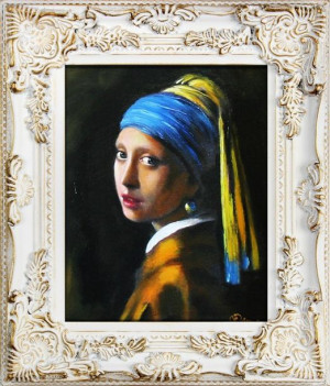 Obraz olejny ręcznie malowany na płótnie 27x32cm Jan Vermeer Dziewczyna z p