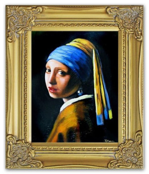 Obraz olejny ręcznie malowany na płótnie 27x32cm Jan Vermeer Dziewczyna z p