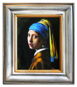 Obraz olejny ręcznie malowany na płótnie 35x40cm Jan Vermeer Dziewczyna z p