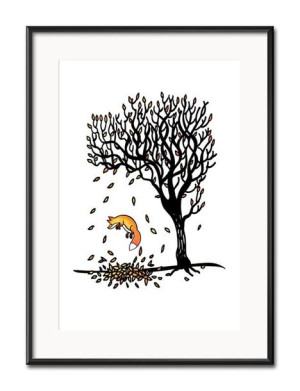 Obrazy do pokoju dziecka lis i drzewo 31x41cm