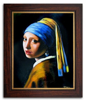 Obraz olejny ręcznie malowany na płótnie 27x32cm Jan Vermeer Dziewczyna z p