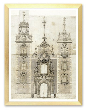 Obraz na płótnie szkic budowli 33x43cm
