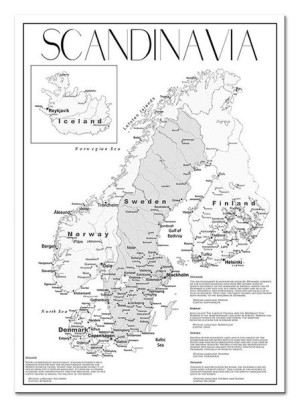 Obraz na płótnie mapa Skandynawia 50x70cm