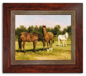 Obraz na płótnie 31x26cm konie na łące
