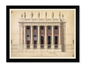 Obraz na płótnie rysunek postarzany budowla 33x43cm