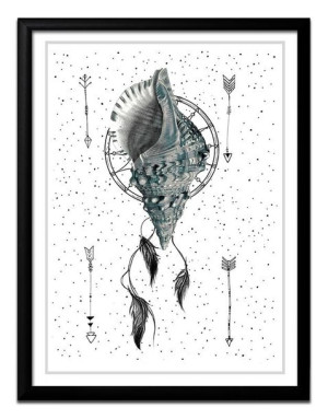 Obraz na płótnie muszla makrama boho 33x43cm